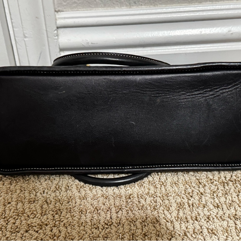Coach Black Embossed Leather Satchel with Gold Hardware - Picture 6 of 7